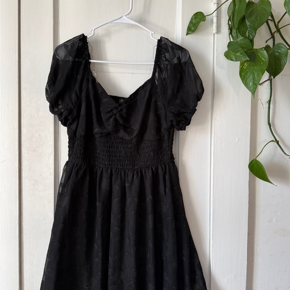 Lily Rose Black Mini Dress with Puff Sleeves
